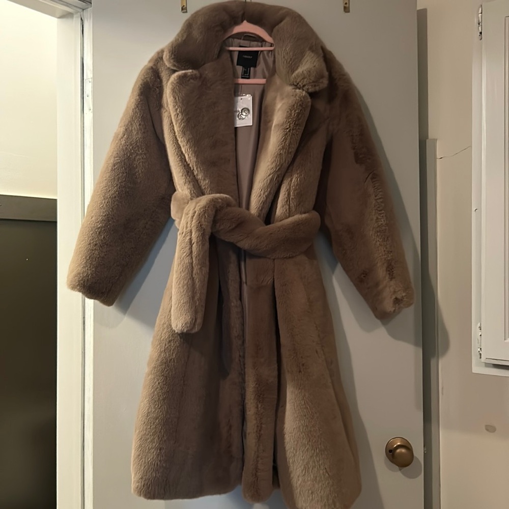 Giant teddy fur trench BRAND NEW